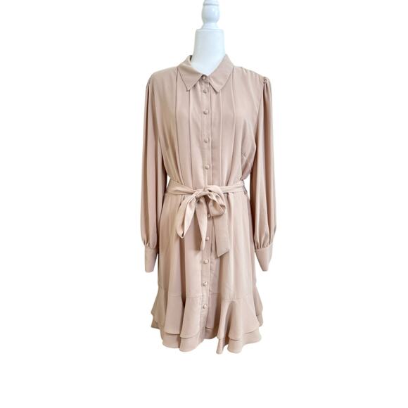 NEW Alex Marie Women's Sand Long Sleeve Jesse Button Up Dress Size 16 - Picture 2 of 12